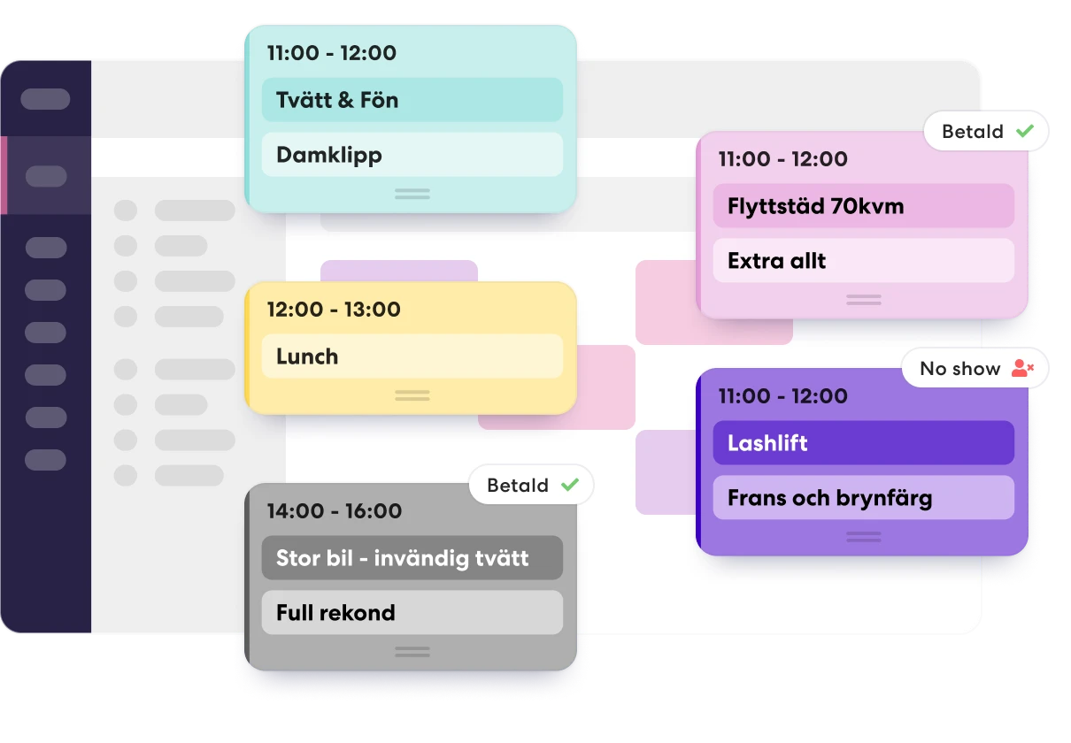 Kalender med onlinebokning och kundregister